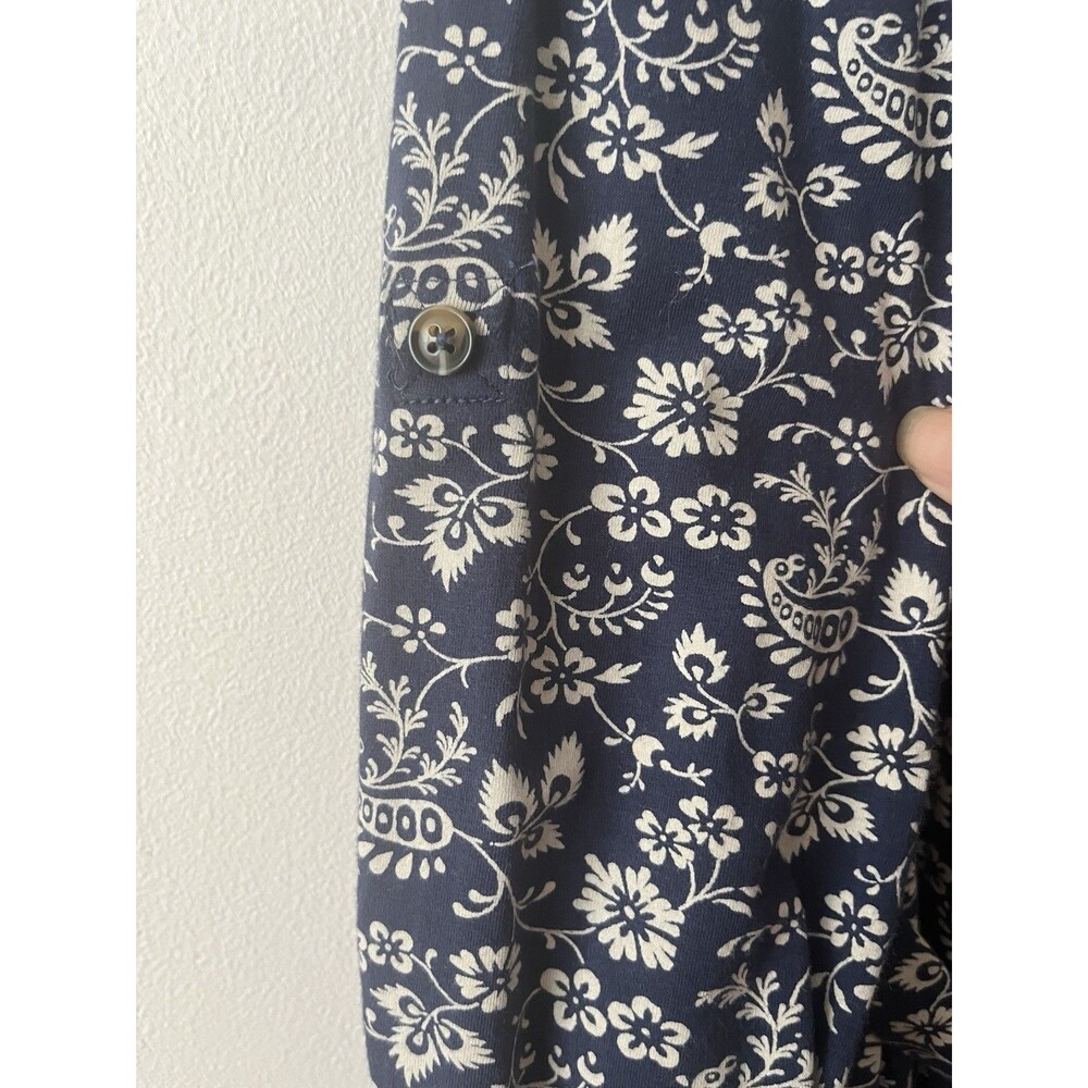 Fat Face Cotton Shirt Dress Navy Floral Tie Waist Midi UK 10 US 6 - Picture 11 of 13